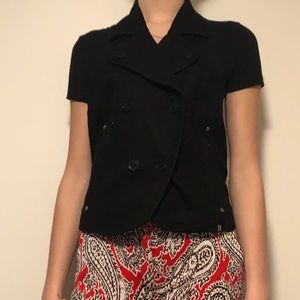 Black wool-blend Community vest.